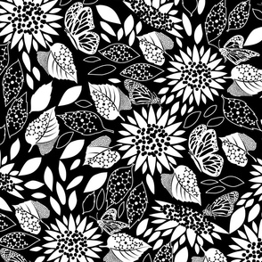  Hope- Nature meets Science- Sunflower Garden Paradise- Black and White- Large Scale