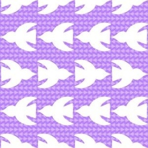 white geometric seabirds in flight layered hues small 6” repeat orchid violet hues