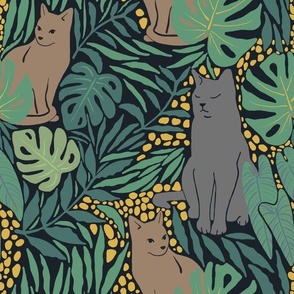 Grey Botanical Cats in the Jungle"