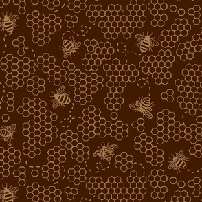 Honey bees on brown  Large 