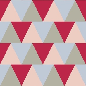 3H Eternal Triangles - 01 - L - Pantone Color Of The Year 2023 Viva Magenta -  Ignite Color Palette - Plein Air - Pale Dogwood - Agate Gray - Classic Geometric Pattern By 3H-Art - With Dark Pink And Very Bright Blue, Red and Green Color Shades