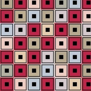 3H All In Ignite Checkerboard - B - With Black Squares and Borders - Pantone Color Of The Year 2023  Viva Magenta - All Colors Of The Ignite Pantone Color Palette - Pale Dogwood - Gray Sand - Gray Lilac - Pale Khaki - Fields Of Rye - Agate Gray - Plein Ai