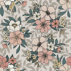 Camille Floral in Fawn - STANDARD SCALE 