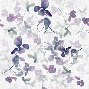 Small Purple Orchids on Grey / Blue / Watercolor