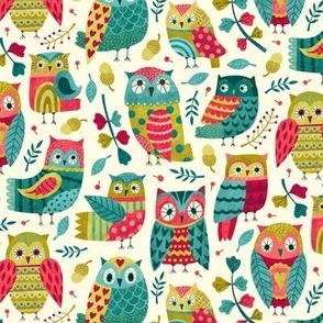 Folk owls - cream