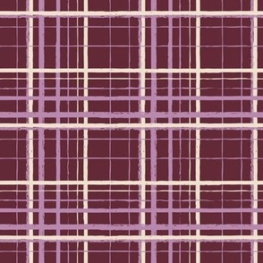 (small scale) checkered plaid with violet and brown