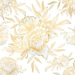 Small Gold and White Peonies / Floral Botanical