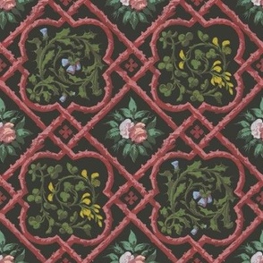 1800s Flowers and Latticework by Jules Lachaise - Original Colors