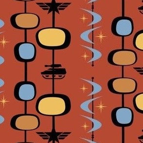 Atomic army wallpaper / midcentury modern tanks