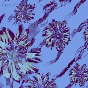 Cyan flowers in a light violet rivers