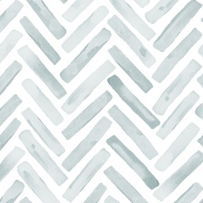 Watercolor Painted Chevron Herringbone in Light Blue Gray Tradewind