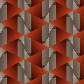CUBIST'S PARADISE CONTINUED - ORANGE RED AND GRAY, LARGE SCALE