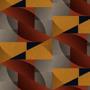 ANOTHER CUBIST'S PARADISE - RETRO ORANGE RED AND GRAY