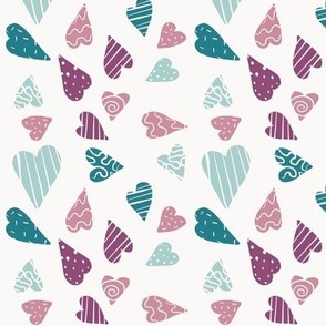 Cute Hearts Valentine's Day Doodle Pink Teal