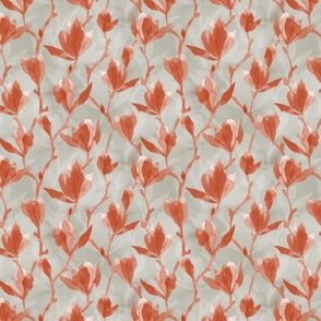 Magnolia - Scarlet on Grey (Small Scale)