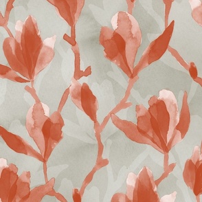 Magnolia - Scarlet on Grey (Jumbo Scale)