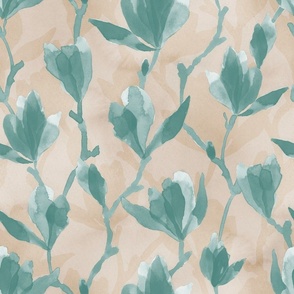 Magnolia - Teal on Pink (Large Scale)
