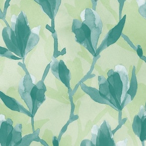 Magnolia - Teal on Green (Jumbo Scale)