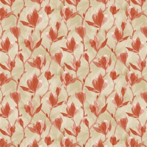 Magnolia - Scarlet on Beige (Small Scale)