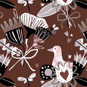 Abstract floral illo chocolate