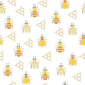 (L) Honey bees and honeycomb