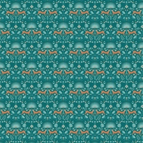 (S) Rain forest damask turquoise