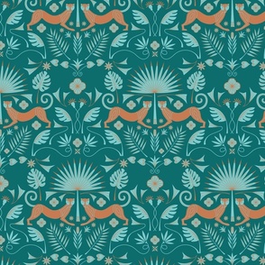 (L) Rain forest damask turquoise