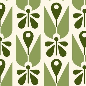 2581 Medium - Scandinavian flowers, green