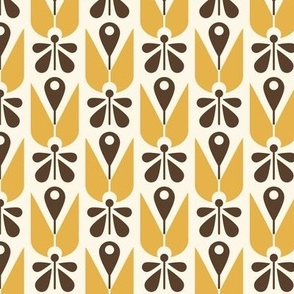 2580 Small - Scandinavian flowers, yellow, brown