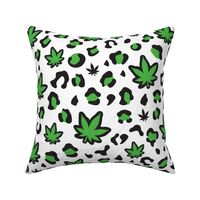 Ganja Cannabis Leaf Leopard Design Green White 