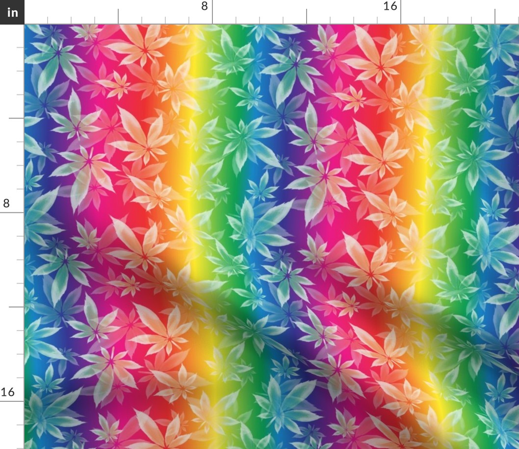 Ganja Cannabis Leaf Design White Rainbow