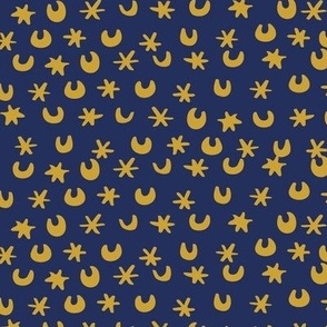 Renaissance Moon + Stars in Navy and Gold