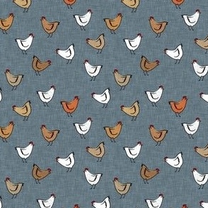 (extra small scale) chickens - spring - farm animals - multi on  smokey blue - LAD22