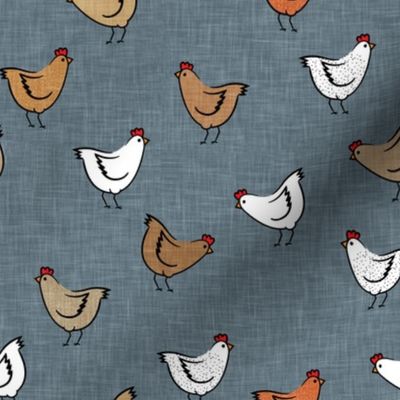 chickens - spring - farm animals - multi on  smokey blue - LAD22