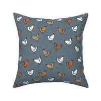 chickens - spring - farm animals - multi on  smokey blue - LAD22