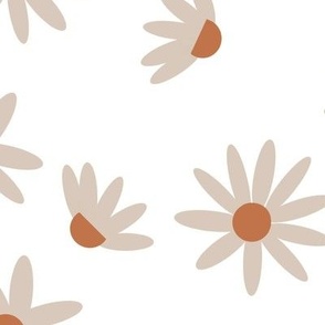 Large / Daisy Floral on White