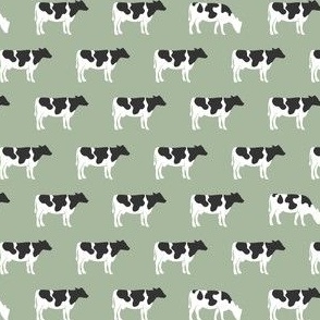 (1" wide) cows on sage - farm fabric C22