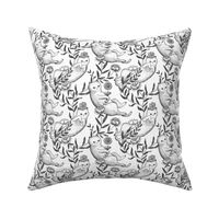 Toile cats wallpaper BW