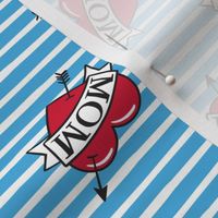 mom heart tattoo - red on blue stripes (tossed) - C22