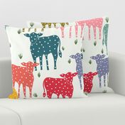 Free Range Rainbow Cows With Spots- Large -24x24 inch repeat