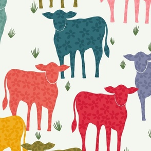 Free Range Rainbow Cows With Flowers - Large