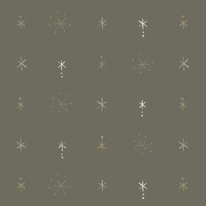 Simple starry snowflakes - bronze (6.3 in repeat)