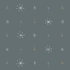 Simple Starry Snowflakes - half scale (silver gold slate gray)