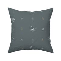 Simple Starry Snowflakes (silver gold slate gray)