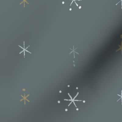 Simple Starry Snowflakes (silver gold slate gray)
