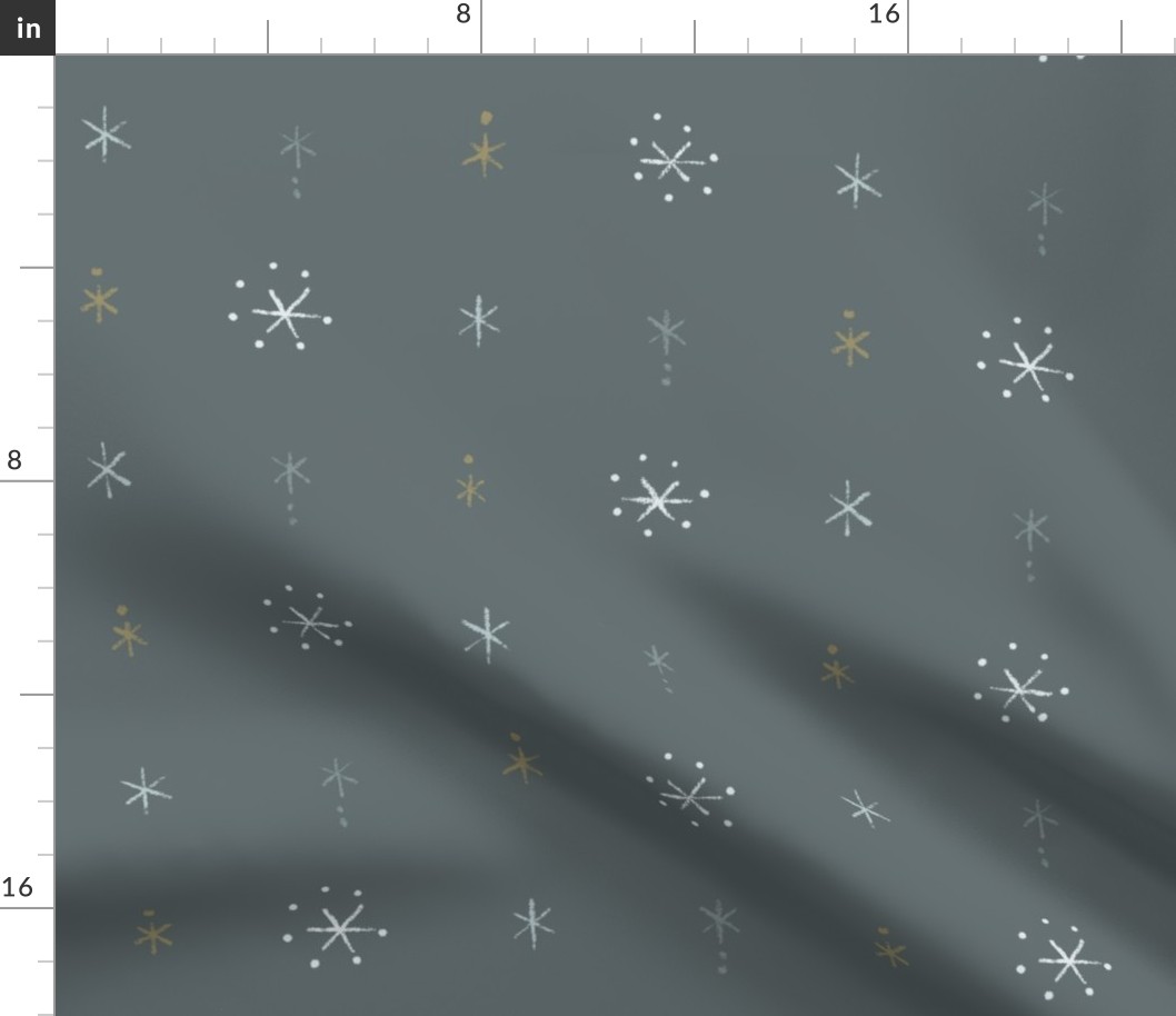 Simple Starry Snowflakes (silver gold slate gray)