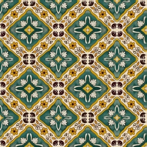 Classic Tunisian Estate Tile in Green and Yellow