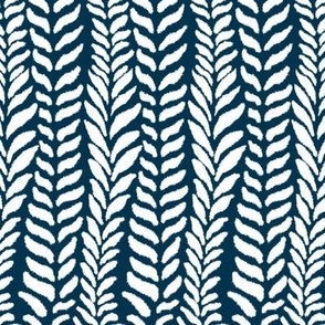 Botanical Chevron Lines in Blue and White