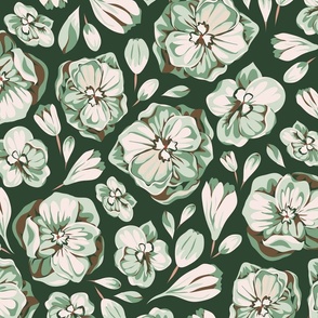 Illustrated florals (green)