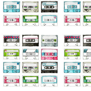 Colourful casette tapes - bordered 12" squares